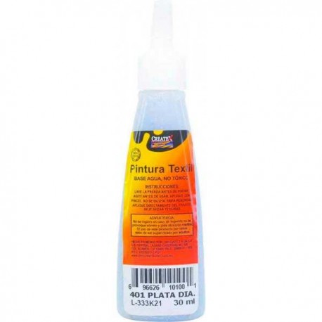 Pintura Textil Createx 30 ml Plata Diamantado